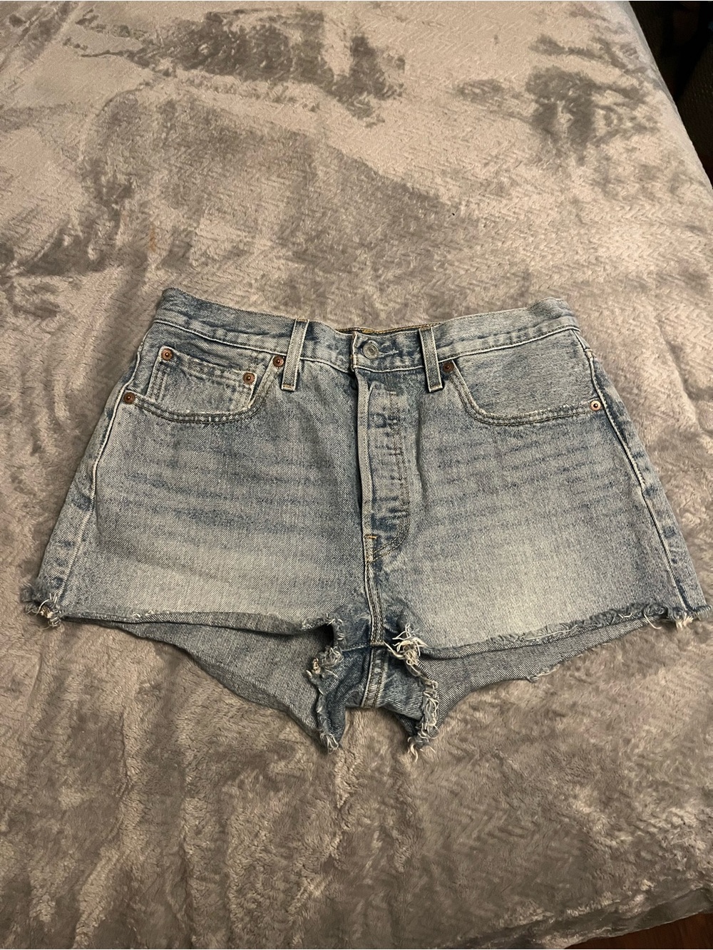 Levi's Light Blue Distressed Denim Shorts